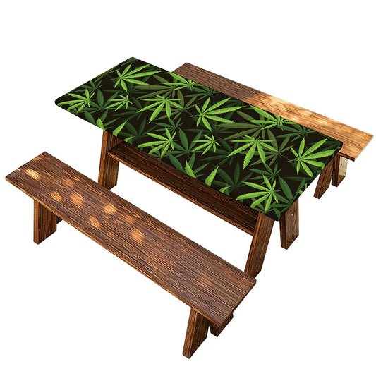 Cannabis Leaves Pattern Print Picnic Table Cover
