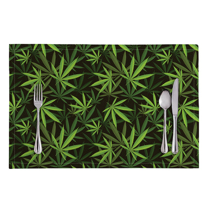 Cannabis Leaves Pattern Print Placemat