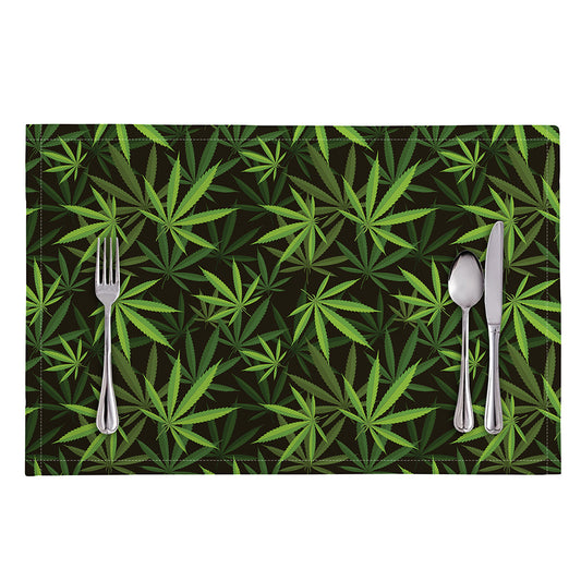 Cannabis Leaves Pattern Print Placemat