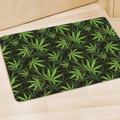 Cannabis Leaves Pattern Print Polyester Doormat
