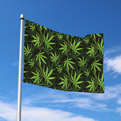 Cannabis Leaves Pattern Print Polyester Flag