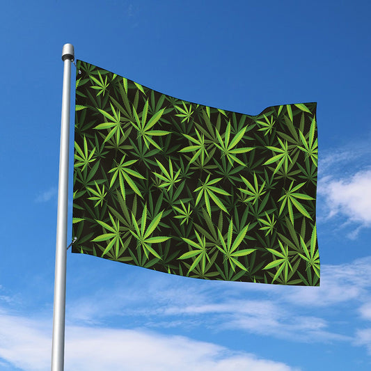 Cannabis Leaves Pattern Print Polyester Flag