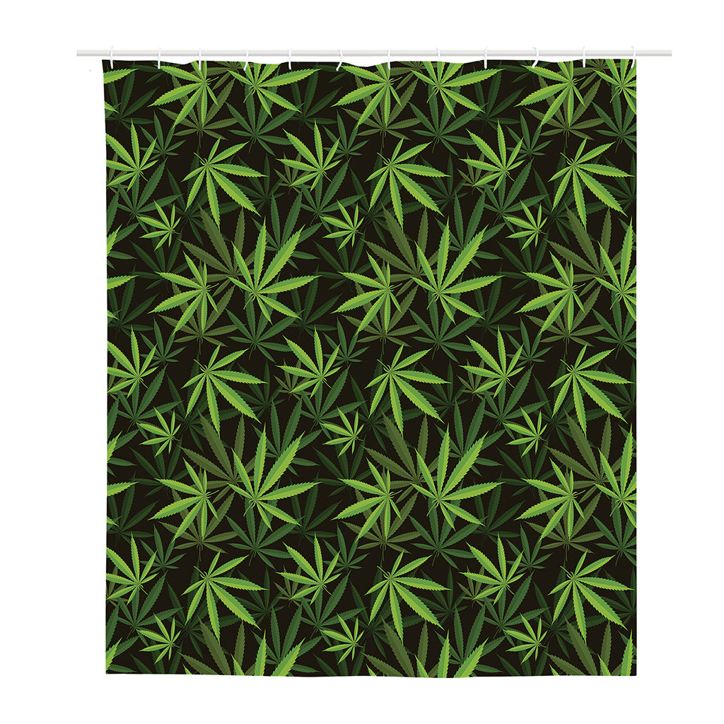 Cannabis Leaves Pattern Print Polyester Shower Curtain