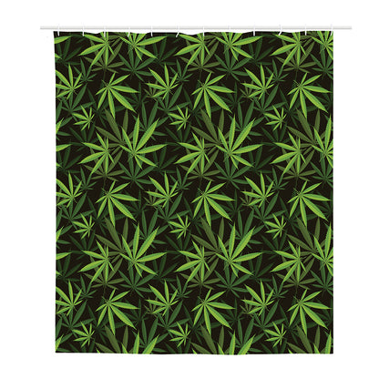 Cannabis Leaves Pattern Print Polyester Shower Curtain