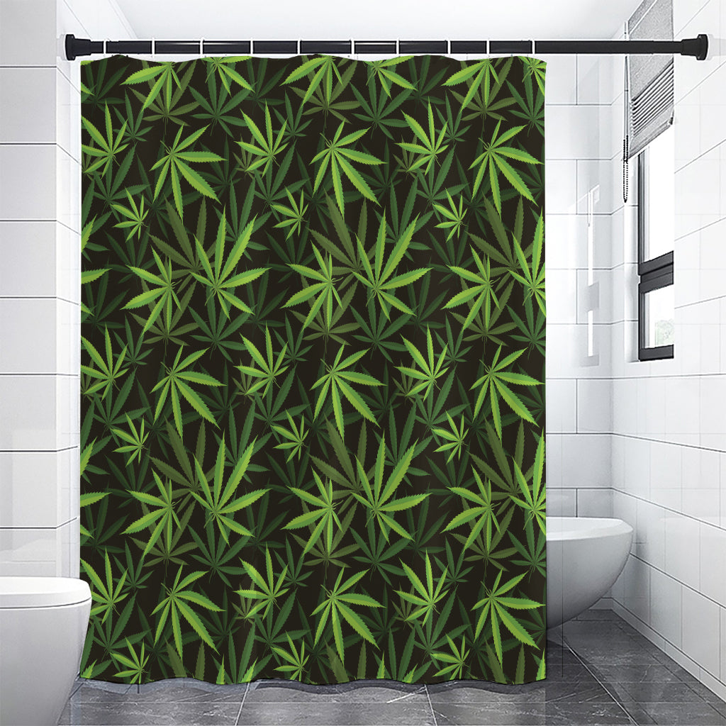 Cannabis Leaves Pattern Print Premium Shower Curtain