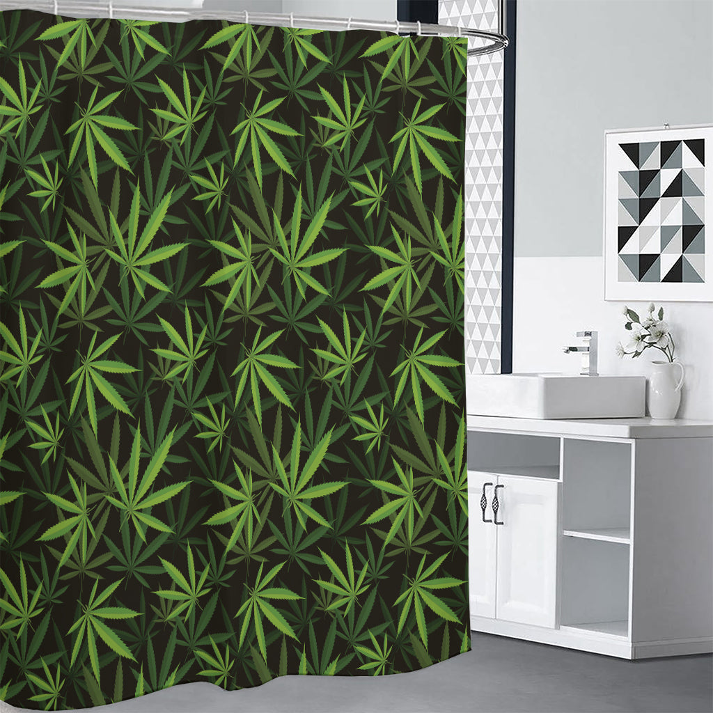 Cannabis Leaves Pattern Print Premium Shower Curtain