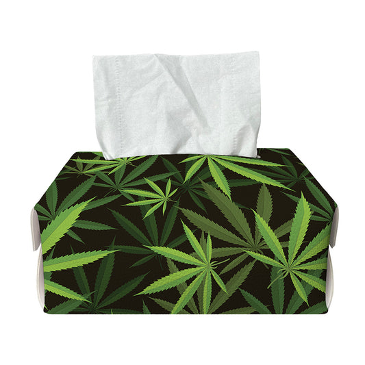 Cannabis Leaves Pattern Print Rectangle Tissue Box Cover
