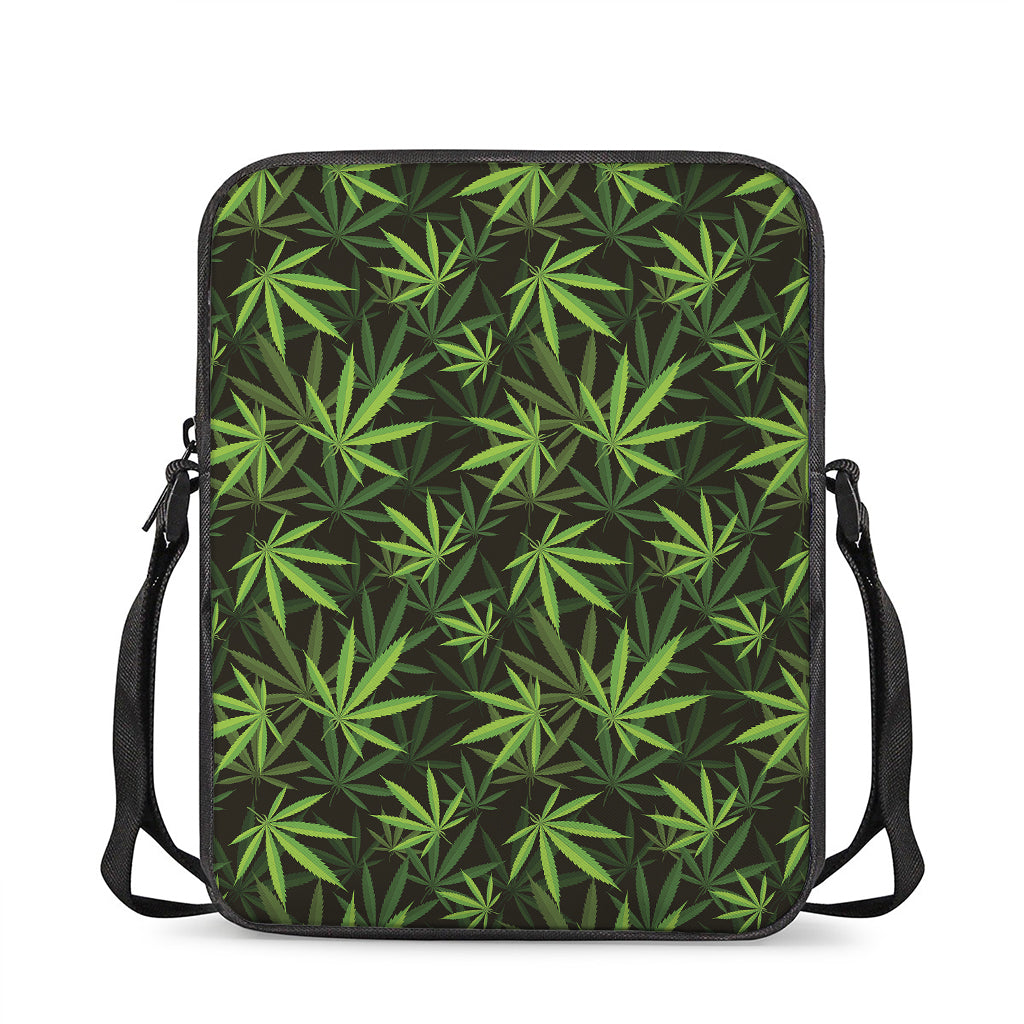 Cannabis Leaves Pattern Print Rectangular Crossbody Bag