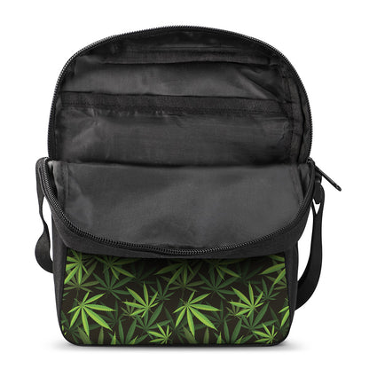 Cannabis Leaves Pattern Print Rectangular Crossbody Bag