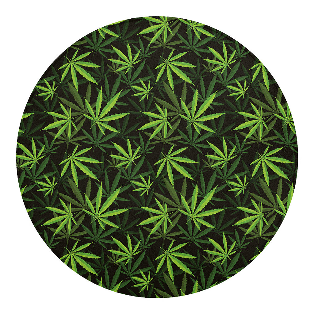 Cannabis Leaves Pattern Print Round Blanket