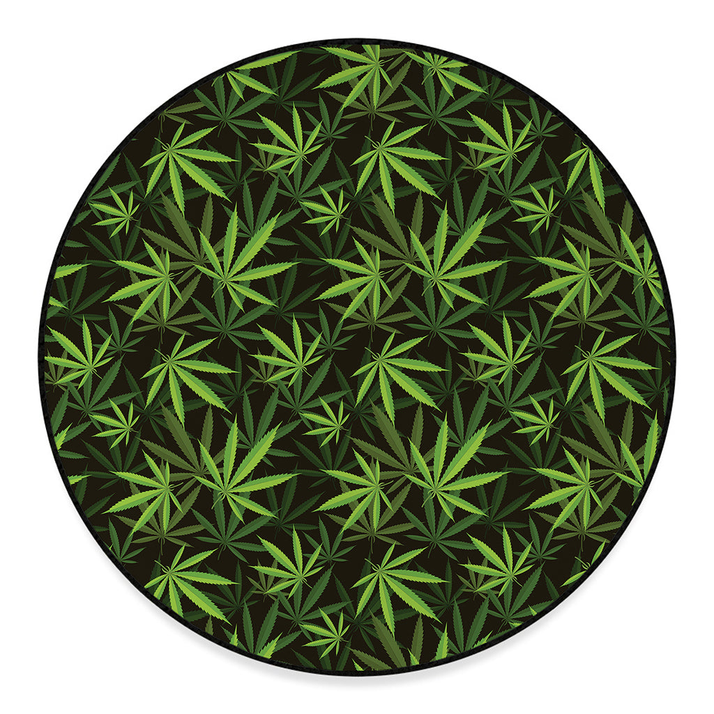 Cannabis Leaves Pattern Print Round Floor Mat