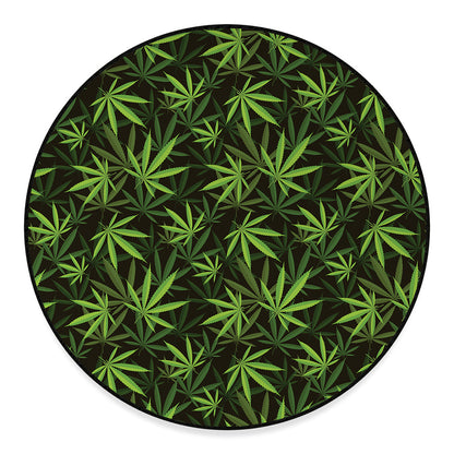 Cannabis Leaves Pattern Print Round Floor Mat
