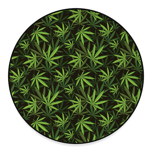 Cannabis Leaves Pattern Print Round Floor Mat
