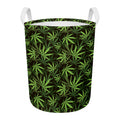 Cannabis Leaves Pattern Print Round Laundry Basket