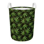 Cannabis Leaves Pattern Print Round Laundry Basket