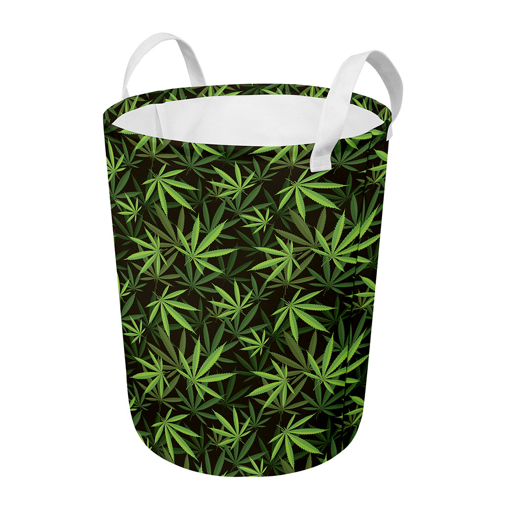 Cannabis Leaves Pattern Print Round Laundry Basket