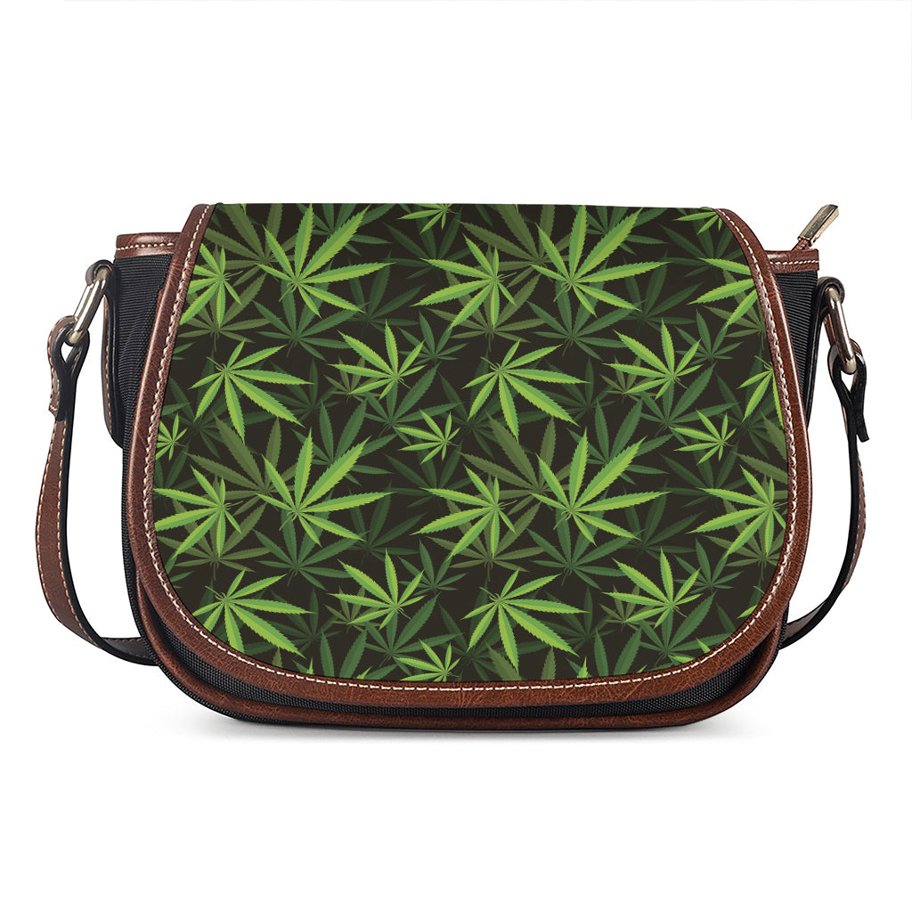 Cannabis Leaves Pattern Print Saddle Bag