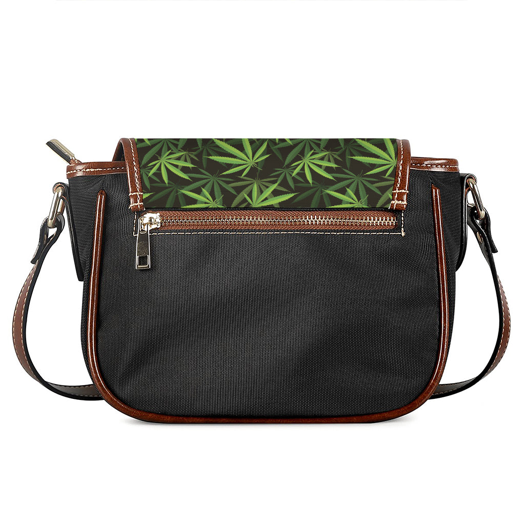 Cannabis Leaves Pattern Print Saddle Bag