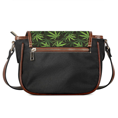 Cannabis Leaves Pattern Print Saddle Bag