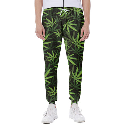 Cannabis Leaves Pattern Print Scuba Joggers
