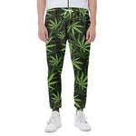 Cannabis Leaves Pattern Print Scuba Joggers