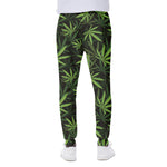 Cannabis Leaves Pattern Print Scuba Joggers