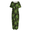 Cannabis Leaves Pattern Print Short Sleeve Long Nightdress