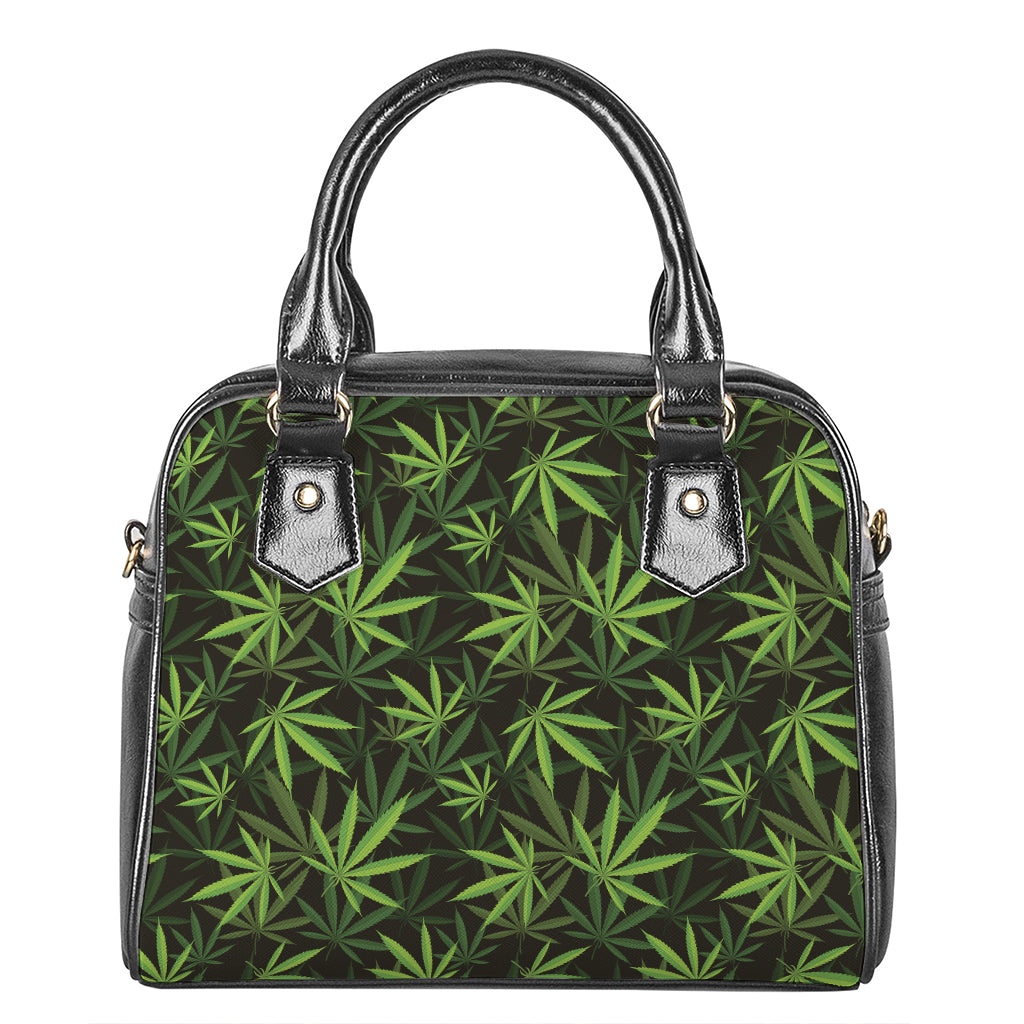 Cannabis Leaves Pattern Print Shoulder Handbag