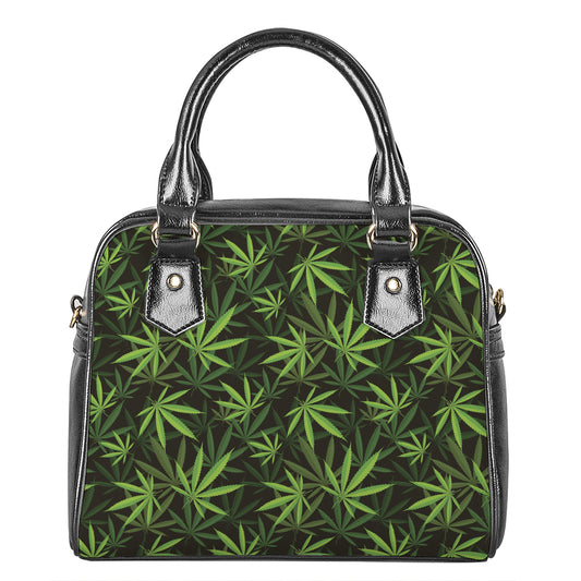 Cannabis Leaves Pattern Print Shoulder Handbag