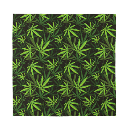 Cannabis Leaves Pattern Print Silk Bandana