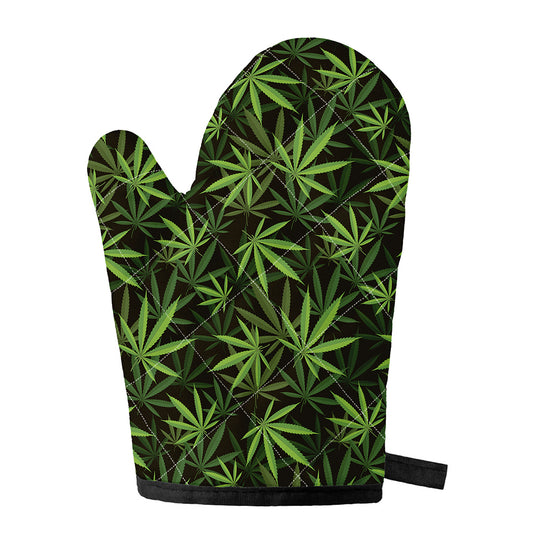 Cannabis Leaves Pattern Print Single Oven Mitt