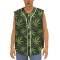 Cannabis Leaves Pattern Print Sleeveless Baseball Jersey