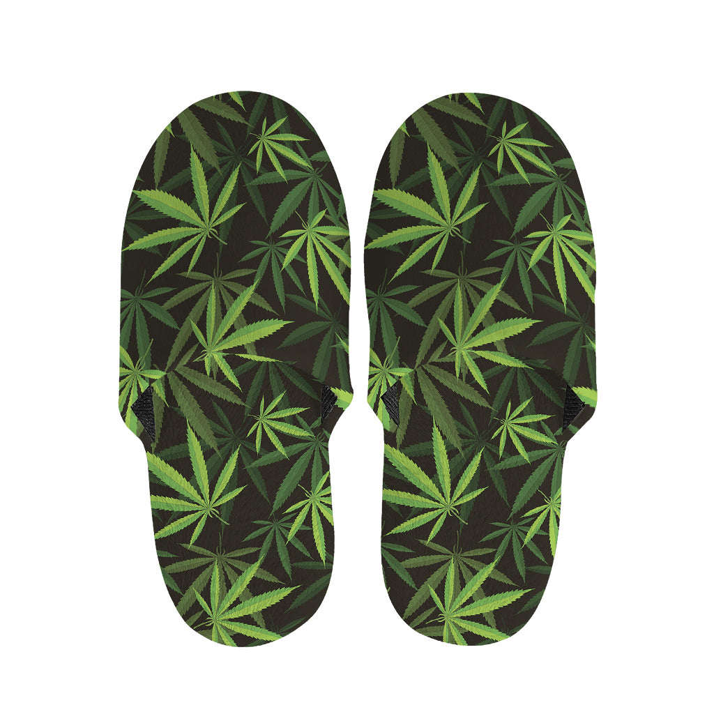 Cannabis Leaves Pattern Print Slippers