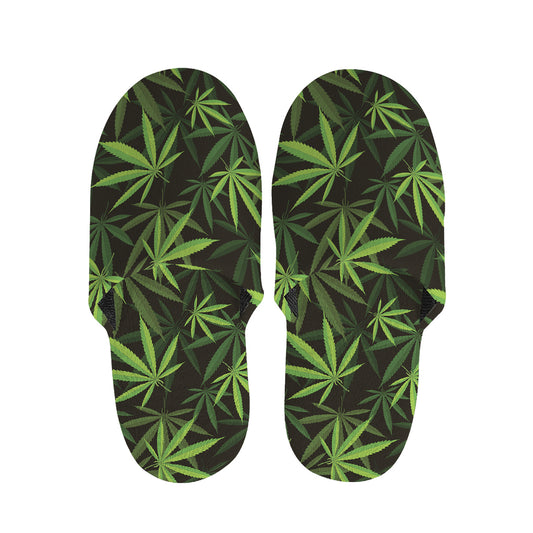 Cannabis Leaves Pattern Print Slippers