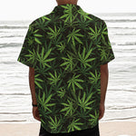Cannabis Leaves Pattern Print Textured Short Sleeve Shirt
