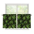 Cannabis Leaves Pattern Print Tier Curtains