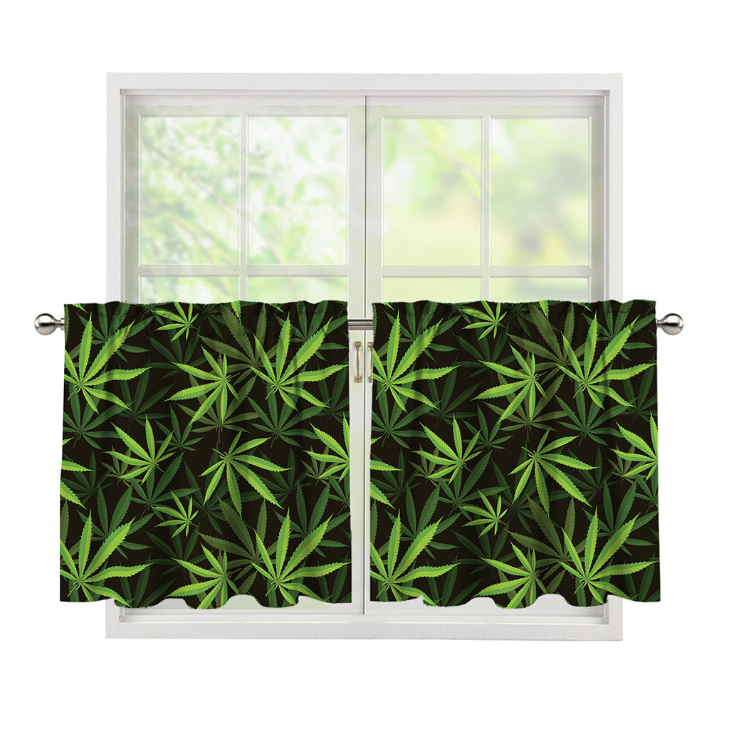 Cannabis Leaves Pattern Print Tier Curtains