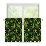 Cannabis Leaves Pattern Print Tier Curtains