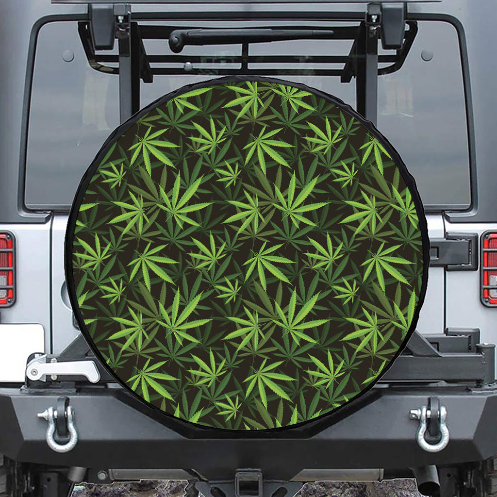 Cannabis Leaves Pattern Print Tire Cover