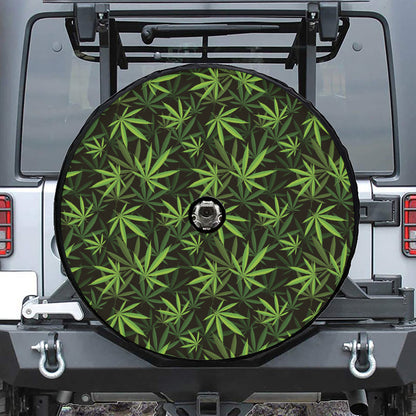 Cannabis Leaves Pattern Print Tire Cover With Camera Hole