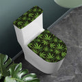 Cannabis Leaves Pattern Print Toilet Lid And Tank Cover Set