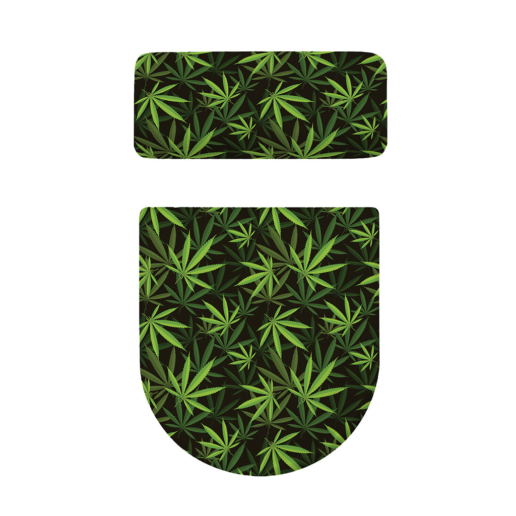Cannabis Leaves Pattern Print Toilet Lid And Tank Cover Set