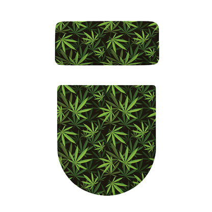 Cannabis Leaves Pattern Print Toilet Lid And Tank Cover Set
