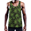 Cannabis Leaves Pattern Print Men's Workout Tank Top