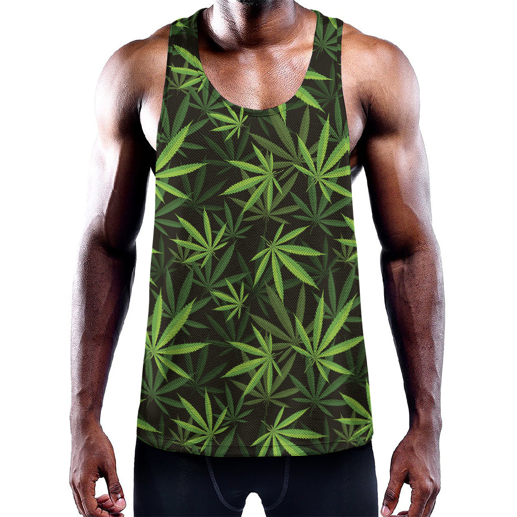 Cannabis Leaves Pattern Print Training Tank Top