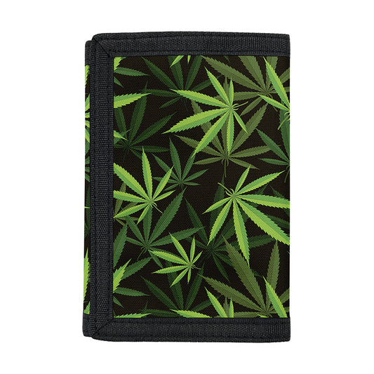 Cannabis Leaves Pattern Print Trifold Wallet