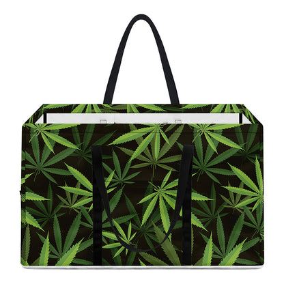 Cannabis Leaves Pattern Print Utility Tote Bag