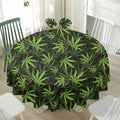 Cannabis Leaves Pattern Print Waterproof Round Tablecloth