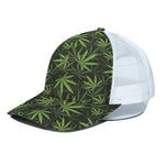 Cannabis Leaves Pattern Print White Mesh Trucker Cap