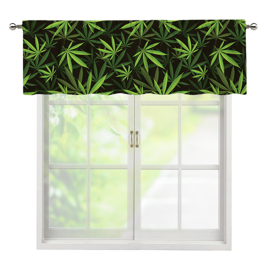 Cannabis Leaves Pattern Print Window Valance